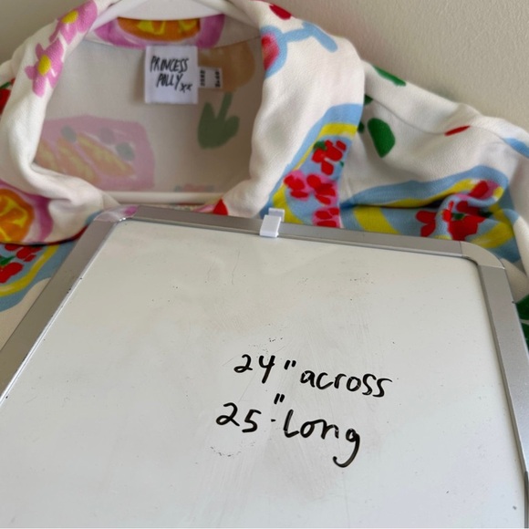 Princess Polly Luncheon Shirt Button Front Top Long Sleeve White Multicolor Sz 6 - Picture 6 of 8